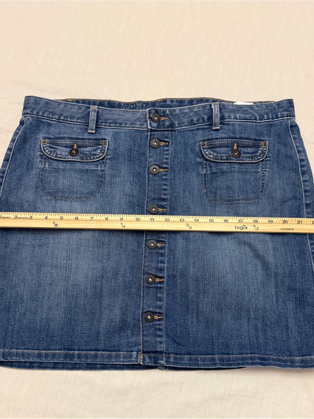 Tommy Hilfiger Blue Denim Button-Front Mini Skirt